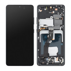 Дисплей Samsung G998 | Galaxy S21 Ultra с сенсорным стеклом в рамке (Черный) Сервисный оригинал