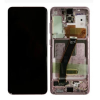 Дисплей для Samsung G980 Galaxy S20 с сенсорным стеклом в рамке (Розовый) Оригинал Китай