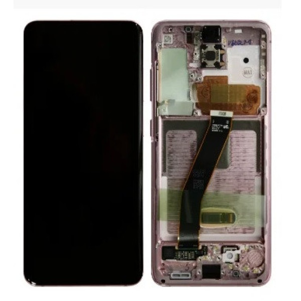 Дисплей для Samsung G980 Galaxy S20 с сенсорным стеклом в рамке (Розовый) Оригинал Китай