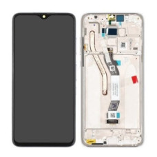 Дисплей для телефону Xiaomi RedMi Note 8 Pro з сенсорним склом (Чорний) в рамці (Білій) Сервісний оригінал