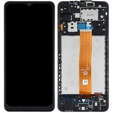 Дисплей для Samsung SM-A125 Galaxy A12 (2020) GH82-24491A с сенсорным стеклом в рамке (Черный) Сервисный оригинал