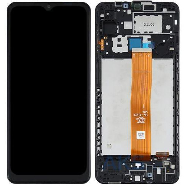 Дисплей для Samsung SM-A125 Galaxy A12 (2020) GH82-24491A с сенсорным стеклом в рамке (Черный) Сервисный оригинал