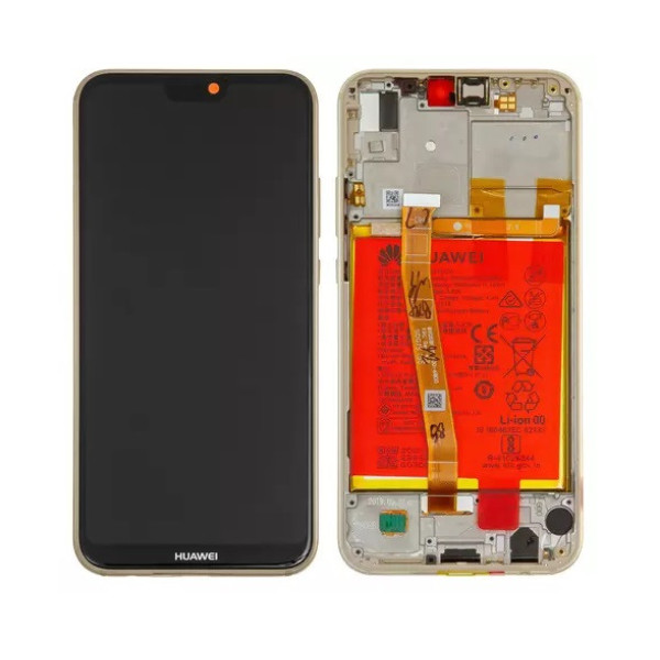 Дисплей для Huawei P20 Lite (ANE-L21 | ANE-LX1) з сенсорним склом в рамці з акумулятором (Золотистий) Оригінал