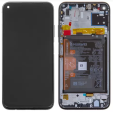 Дисплей для Huawei P40 Lite (версія 4G) з сенсорним склом в рамці з акумулятором (Чорний) Оригінал