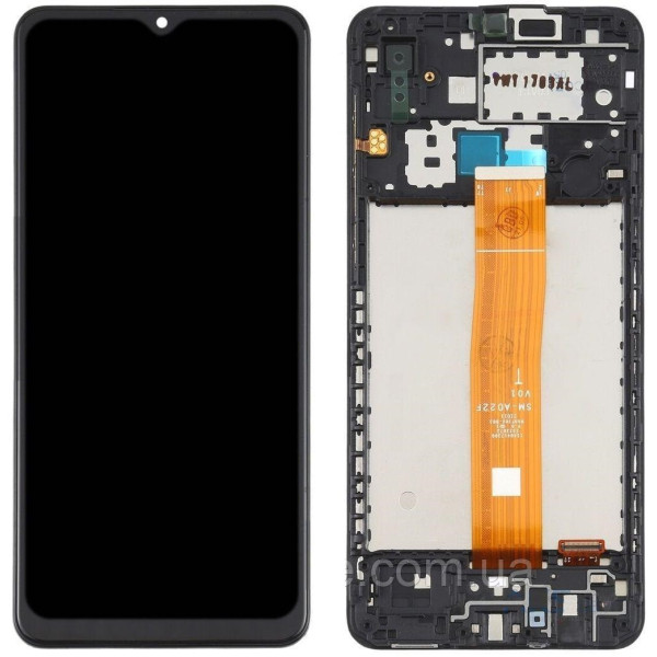 Дисплей Samsung GH82-25250A для Samsung A022 Galaxy A02 с сенсорным стеклом в рамке (Черный) Сервисный оригинал
