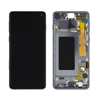 Дисплей для Samsung G973 Galaxy S10 з сенсорним склом в рамці (Срібний) оригінал