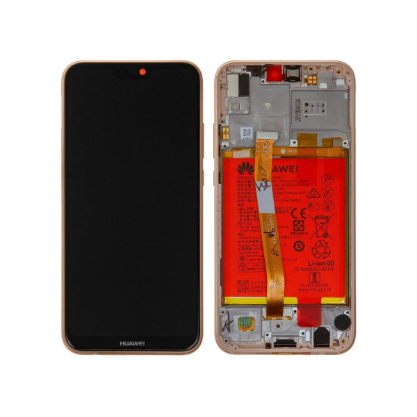 Дисплей для Huawei P20 Lite Dual Sim (ANE-L21 | ANE-LX1) | Nova 3e з сенсорним склом в рамці з акумулятором (Рожевий) Сервісний