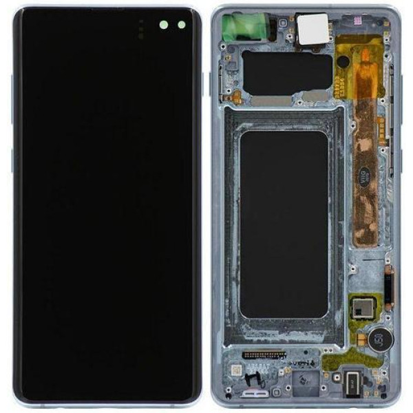 Дисплей для Samsung G973 Galaxy S10 Prism с сенсорным стеклом в рамке (Голубой) Сервисный оригинал