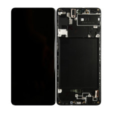 Дисплей Samsung A715 Galaxy A71 2020 | M51 | M515 с сенсорным стеклом в рамке (small size lcd) (Черный) OLED