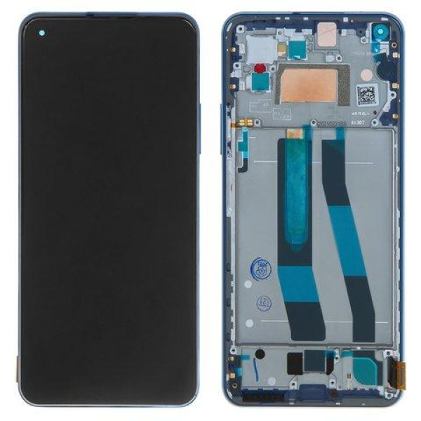 Дисплей для Xiaomi Mi 11 Lite 4G | Mi 11 Lite 5G с сенсорным стеклом в рамке (Синий) Сервисный оригинал