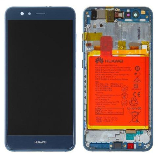 Дисплей для Huawei P10 Lite з сенсорним склом з акумулятором в рамці (Чорний) Сервісний оригінал