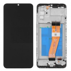 Дисплей для Samsung SM-A037F Galaxy A03s (2021) (жёлтый шлейф) с сенсорным стеклом в рамке (Чёрный) Сервисный оригинал