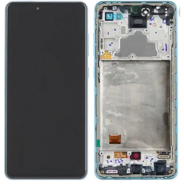 Дисплей для Samsung A725 Galaxy A72 (2021) с сенсорным стеклом  в рамке (Голубой) OLED