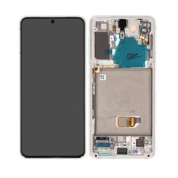 Дисплей для Samsung G991 Galaxy S21 с сенсорным стеклом в рамке (Белый) Сервисный оригинал