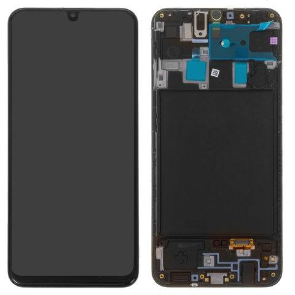 Дисплей для Samsung A205 Galaxy A20 2019 с сенсорным стеклом в рамке (Черный) TFT INCELL