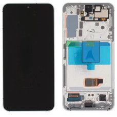 Дисплей для Samsung S901 Galaxy S22 с сенсорным стеклом в рамке (Белый) Сервисный оригинал