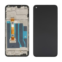 Дисплей для Realme 8i с сенсорным стеклом в рамке (Черный) Оригинал Китай