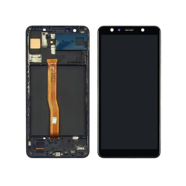 Дисплей для Samsung A750 Galaxy A7 2018 з сенсорним склом в рамці (Чорний) OLED