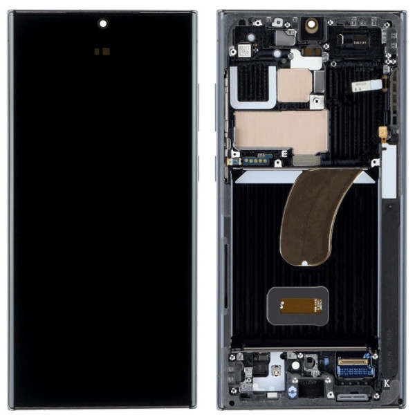 Дисплей для Samsung GH82-30465A S918 Galaxy S23 Ultra 5G с сенсорным стеклом в рамке (Черный) Сервисный оригинал