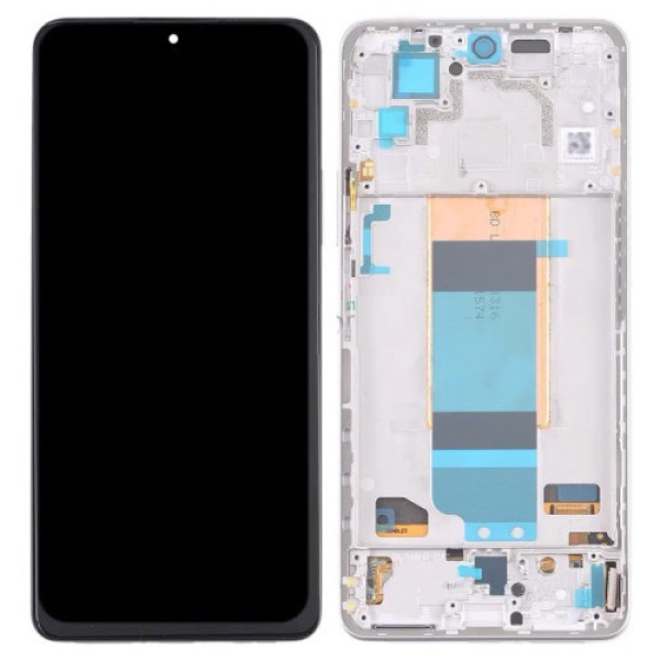 Дисплей для Xiaomi 11T с сенсорным стеклом в рамке (Белый) Сервисный оригинал