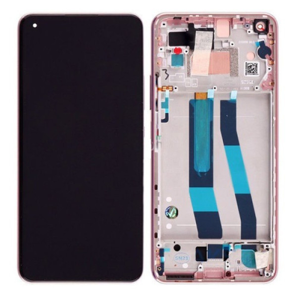 Дисплей для Xiaomi 11 Lite 5G NE | 11T Lite (2021) с сенсорным стеклом в рамке (Розовый) Сервисный оригинал