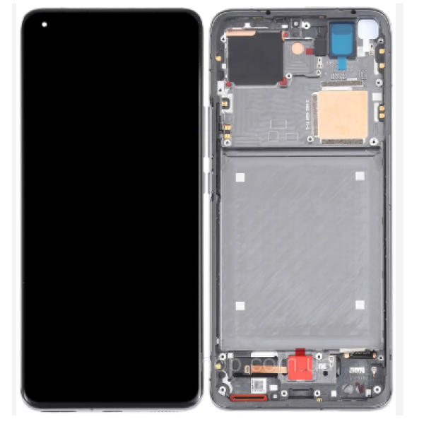 Дисплей для Xiaomi Mi 11 с сенсорным стеклом в рамке (Серый) Оригинал