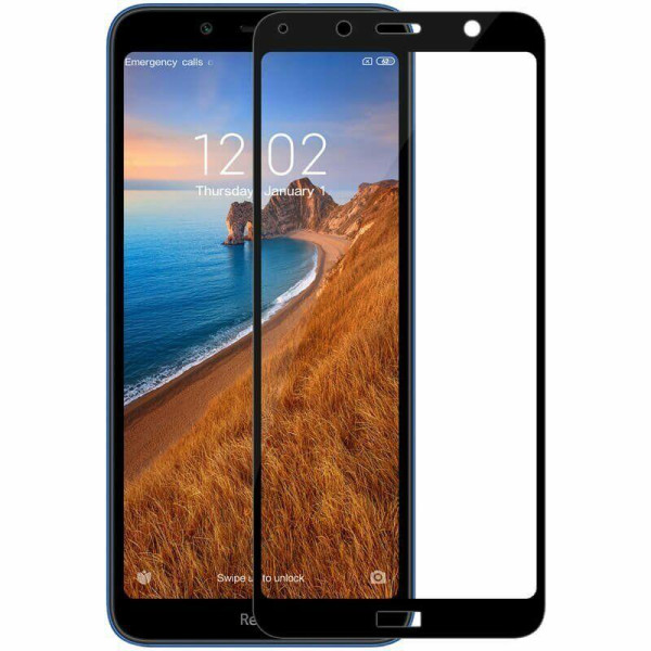 Стекло защитное для Xiaomi Redmi 7A (0,3мм, 5D, черное) Full Glue