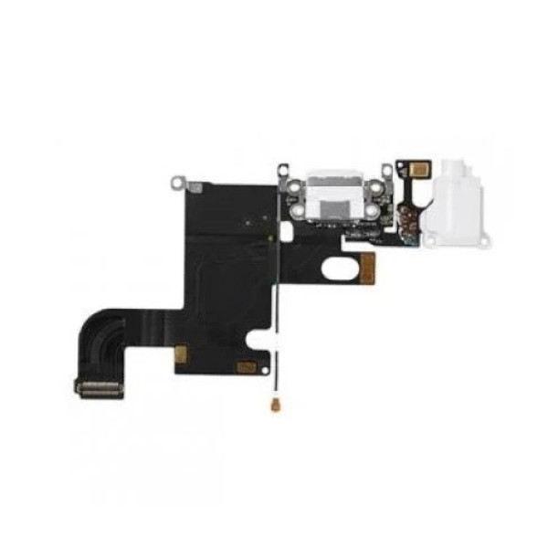 Шлейф для Apple iPhone 6, коннектора зарядки, коннектора наушников с микрофоном (Белый)