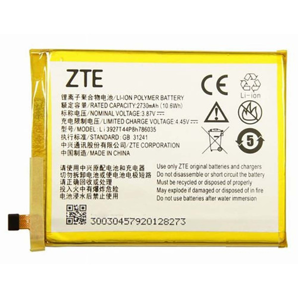 Акумулятор АКБ ZTE Li3927T44P8h786035 для ZTE Blade V8 (Li-ion 3.85 V 2730mAh) Оригінал Китай