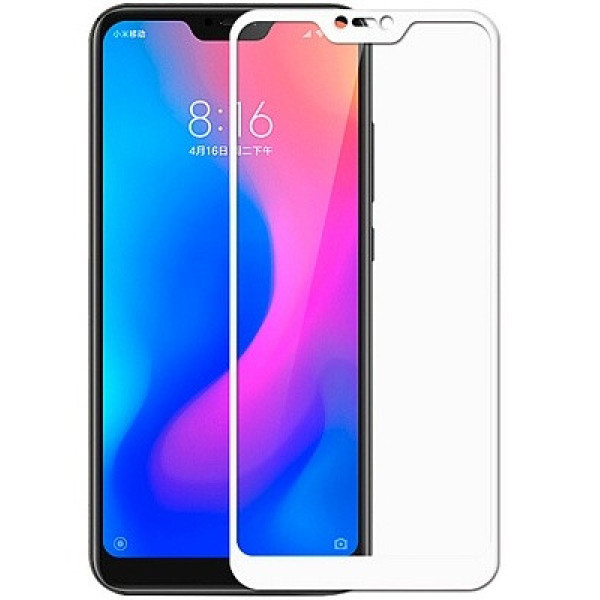 Скло захисне для Xiaomi Redmi 6 Pro | Mi A2 Lite (0,3мм, 5D, біле) Full Glue