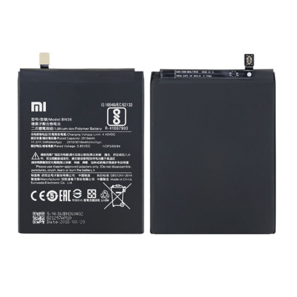 Аккумулятор (АКБ) BN36 для Xiaomi Mi 6X | Mi A2 (Li-Pol 3.85V 3010mAh) AAAA
