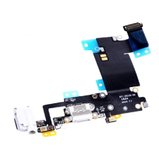 Шлейф для Apple iPhone 6S Plus с разъемами зарядки и наушников с микрофоном (Белый)