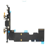 Шлейф для Apple iPhone 8 Plus с разъемами зарядки и наушников с микрофоном (Черный)