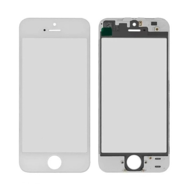 Стекло сенсора для Apple iPhone 5 в рамке + OCA пленка (Белое) Оригинал Китай