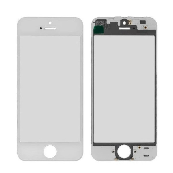Стекло сенсора для iPhone5S | iPhone SE в рамке + OCA пленка (Белое) Оригинал Китай
