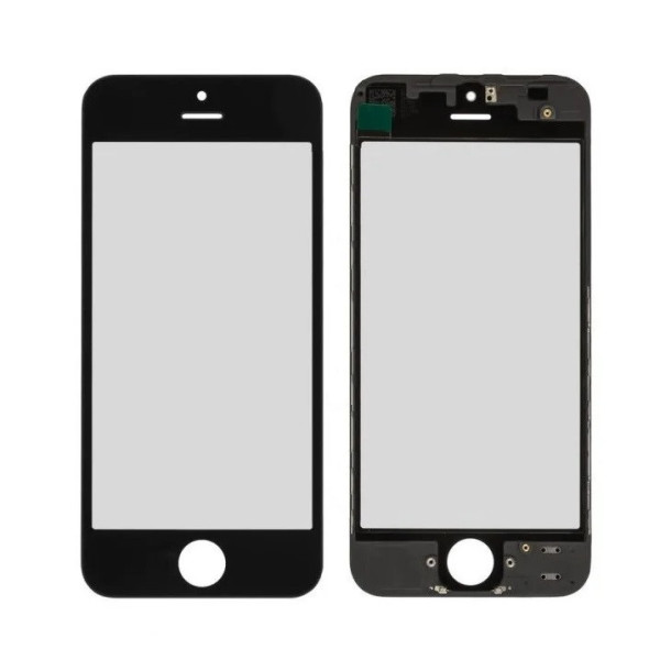 Стекло сенсора для iPhone 5S | iPhone SE в рамке + OCA пленка (Черное) Оригинал Китай