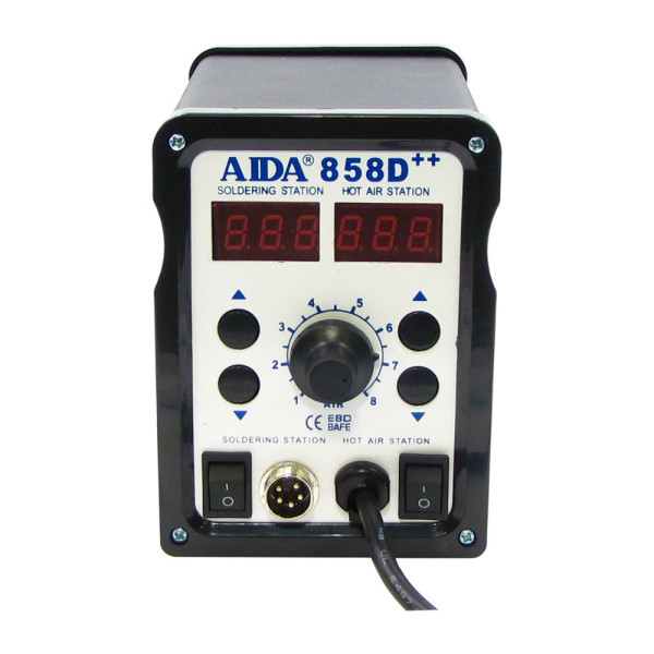 Паяльная станция Aida 858D++ бескомпрессорная с феном и паяльником (нагревательный элемент Hakko)