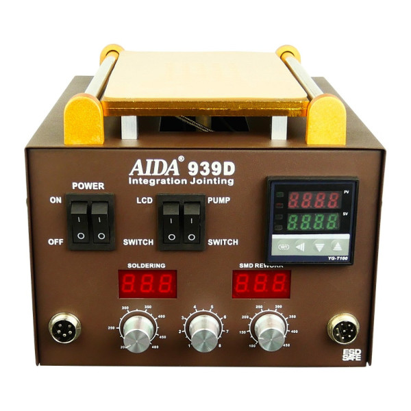 Паяльна станція AIDA 939D з вбудованим вакуумним сепаратором 9" (20 x 11 см) (фен, паяльник, третя рука)