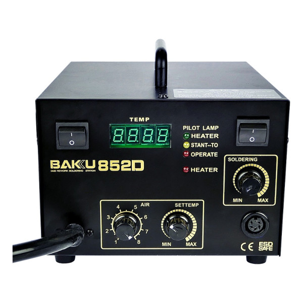 Паяльная станция BAKU BK852D компрессорная (фен с цифровой индикацией, паяльник, аналоговая регулировка t)