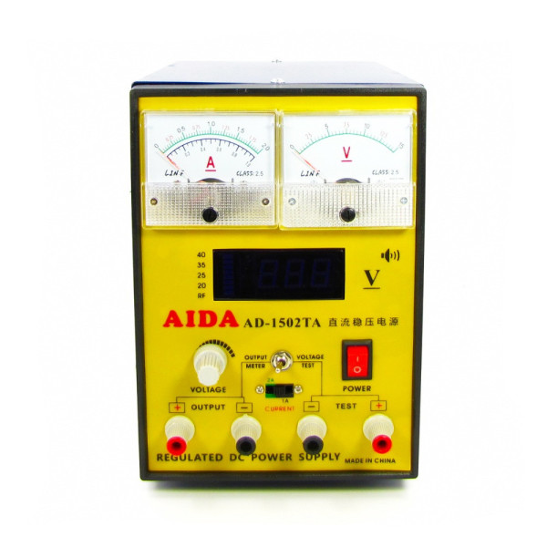 Блок живлення AIDA AD-1502TA 15V,1.5 A цифрова | стрілкова індикація, RF індикатор, тестер, автозбереження