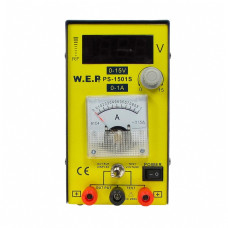 Блок живлення WEP PS-1501S компактний, 15V цифрова індикація, 1A стрілкова індикація, RF-індикатор, тестер
