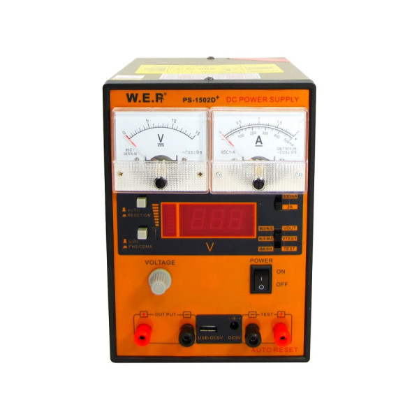 Блок живлення WEP PS-1502D+, 15V, 2A, цифрова/стрілкова індикація, RF індикатор, тестер, автозбереження