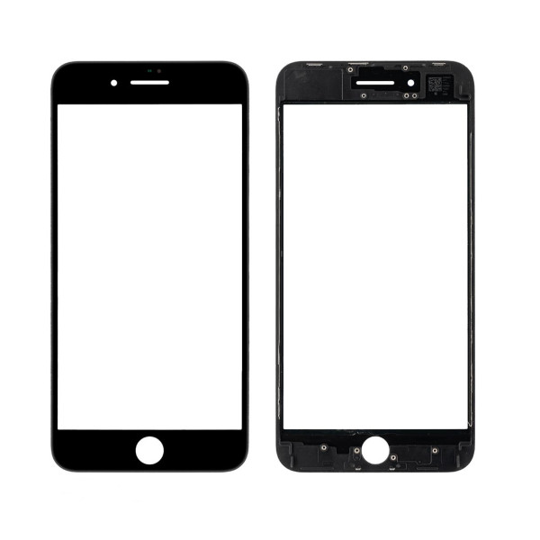 Скло екрану для iPhone 8 Plus з ОСА плівкою (glass with OCA) в рамці (Чорне) Оригінал Китай