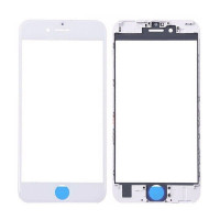 Скло екрану для iPhone 8 з ОСА плівкою (glass with OCA) в рамці (Біле) Оригінал Китай