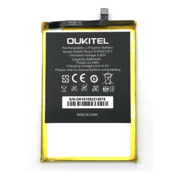 Акумулятор АКБ для Oukitel K6000 Plus (Li-ion 3.85 V 6080mAh) Оригінал Китай