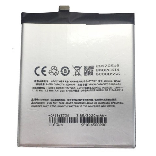 Акумулятор АКБ Meizu BA02 для Meizu M3E (A680Q) (Li-polymer 3.85 V 3100mAh) Оригінал Китай