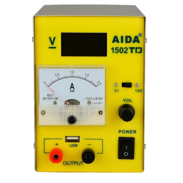 Блок живлення AIDA 1502TD USB, 15V / 5V, цифрова індикація, 2A стрелочная індикація, автозбереження після КЗ