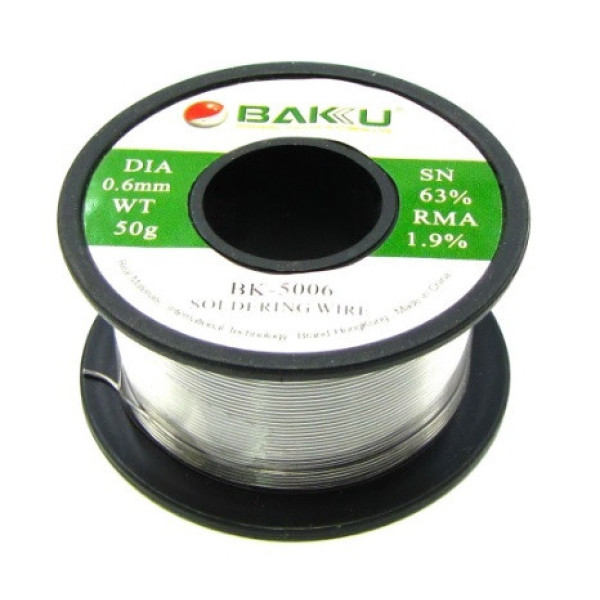 Припой BAKU BK-5006 (0,6 мм, 50 гр, Sn 63% , Pb 35.1%, rma 1.9%)