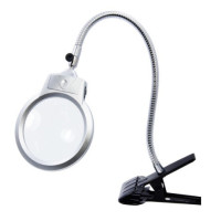 Лупа подвійна MG15122-C з LED-підсвічуванням на гнучкій ніжці з затискачем (лупа -1 d=125 мм, 2x; лупа -2 d=26