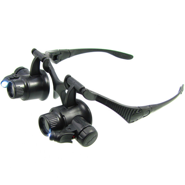 Окуляри бінокуляри NO.9892GJ з LED підсвічуванням (4 пари лінз d=20mm, 10х | 15х | 20х | 25х)